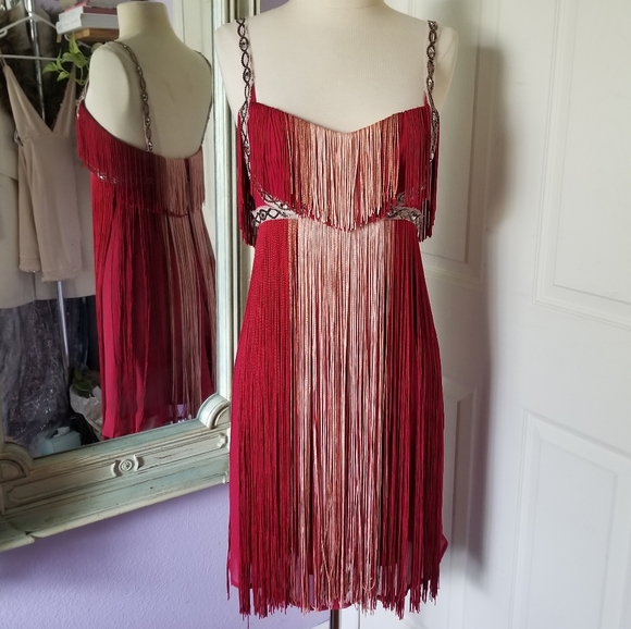 Free People Flapping My Fringe Red Flapper Dress - Picture 3 of 8
